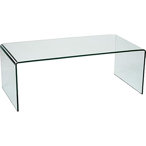 Nova Stylish Curved Clear Glass Coffee Table | Modern Bent Glass Living Room Table | Minimalist 12mm Tempered Glass Occasional Table 110 x 55 cm | Nova by Oak Furniture King Cover