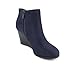 Soda Ability - Mid Ankle Bootie w/Split Shaft and Zipper Stacked Wedge Heel (10, Navy Imsu)