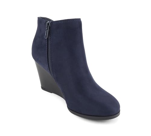 Image of Soda Ability - Mid Ankle Bootie w /Split Shaft and Zipper Stacked Wedge Heel