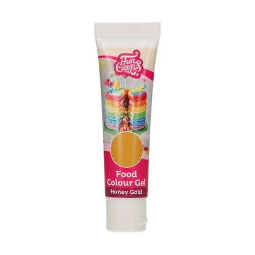 FunCakes Food Colour Gel Honey Gold: Colorante alimenticio altamente concentrado para masa, crema, fondant. Fácil de dosificar. Se puede utilizar por separado para crear colores vivos. Halal. 30 g.