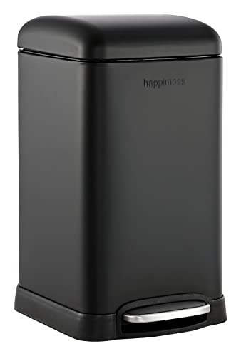 Image of happimess Betty Retro Mini 3.2 Gal Step Trash Can, Charcoal Black