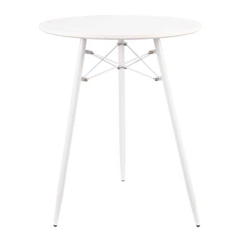 Mesa De Comedor, Mesas De Madera De Mediados De Siglo De Estilo Simple Moderno De 60 Cm Con Patas De Metal Duraderas Para Sala De Estar, Oficina, Salón, Cocina, Color Blanco Mesa De Comedor, Mesas De Madera De Mediados De Siglo De Estilo Simple Moderno De 60 Cm Con Patas De Metal Duraderas Para Sala De Estar, Oficina, Salón, Cocina, Color Blanco