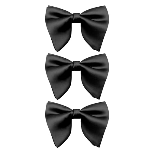 Image of Luckyvestir Oversized Bow Ties for Men, Pre Tied Clip on Men's Black Bowtie for Wedding Tuxedo Banquets Formal Wear