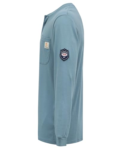 Image of BOCOMAL FR Shirts Flame Resistant Shirt 5.5oz 100% Cotton Light Weight CAT2 Fire Retardant Henley Shirts