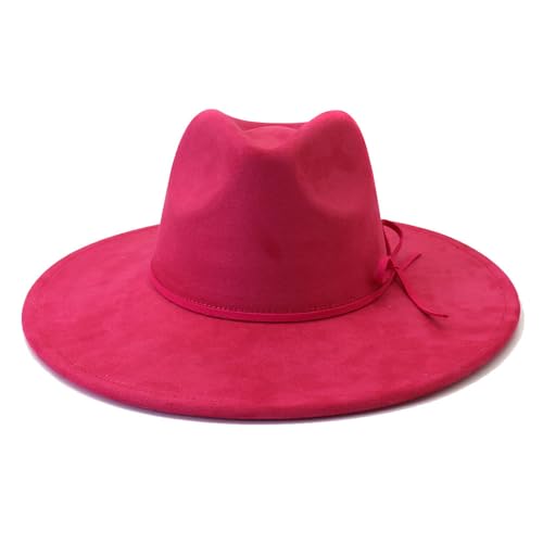 Image of Fedora Hats for Women Man with Big Wide Brim Classic Suede Panama Hat Western Outdoor hat