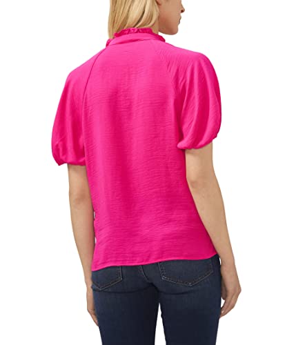 CeCe Ruffle Neck Raglan Seam Blouse Bright Rose SM2