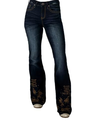 Cowgirl Tuff Western Jeans Womens Trouser High Waist Dark Wash JTFATR