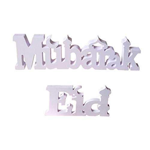 Eid Mubarak Plastic Ornamenten Brief Tabel Decor Ramadan Indoor Knutselen voor Eid Mubarak Home Decoration White - Image 5
