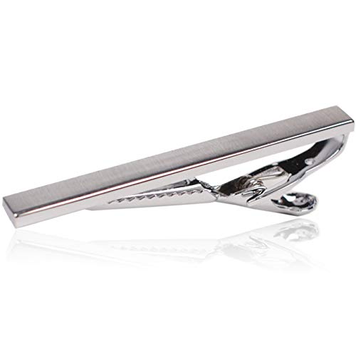 Tie Clip by Mark Ross - Brushed Silver Tone Tie Bar Clip for Men with Premium Giftbox Packaging 2.25