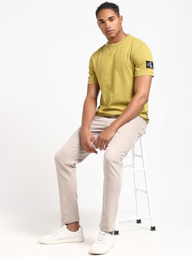 Calvin Klein Herren T-Shirt Kurzarm Regular Tee mit Logo-Badge, Grün (Willow), XXXL – Ansicht 5