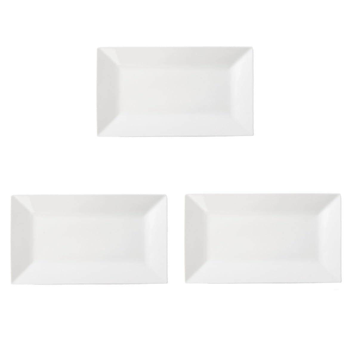 Porlien Juego de 3 platos rectangulares de porcelana blanca de 12 pulgadas para fiestas, bodas y entretenimiento, bandeja de servir para cenas, aperitivos y postres