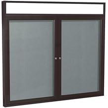 Ghents Vinyl 36" x 60" 2-Door Enclosed Bulletin Board in Stone
