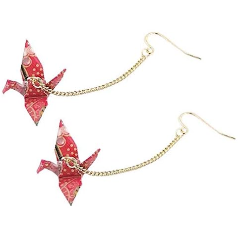 CutieJewelry Origami Crane Bird Dangle For Women Cute Pretty Earrings (Red) Cover