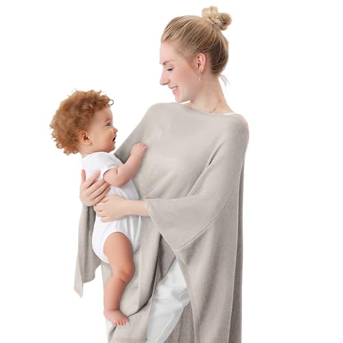 Image of Pinuotu Nursing Cover for Breastfeeding – Soft & Breathable Lyocell Nursing Poncho for Mom, Lightweight Breastfeeding Cover, 360° Privacy Nursing Shawl for Travel & Pumping, Includes Laundry Bag