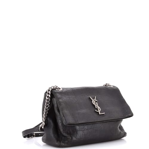 Saint Laurent, Pre-Loved West Hollywood Shoulder Bag Crocodile Embossed Leather Medium, Black2