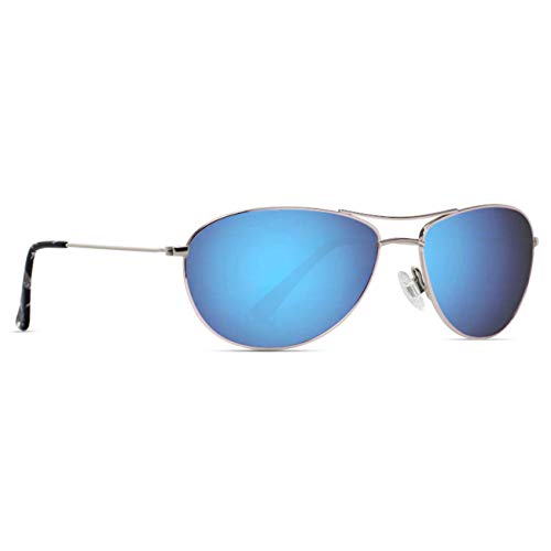 MAXJULI Baby Sea Polarized Aviator Sunglasses for Small Narrow Face Women (Blue Lens)