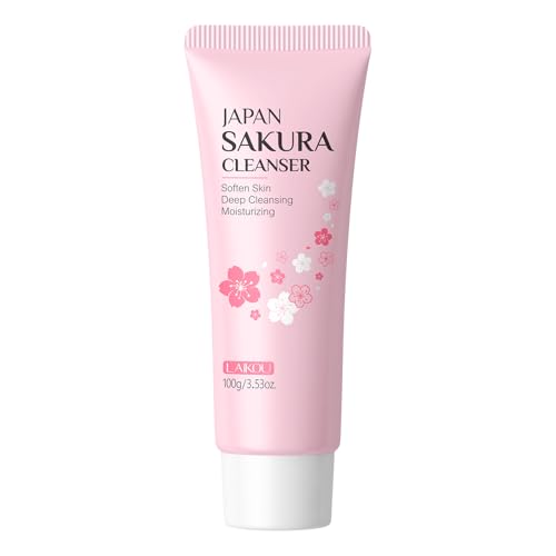 Hocossy Limpiador facial – Limpiador facial para hombres y mujeres con efecto antipuntos negros – Reducción de poros y cuidado de la piel – Leche limpiadora y espuma limpiadora facial (Sakura 100 g)