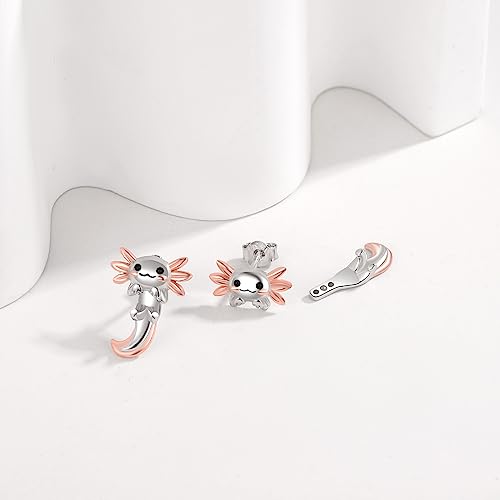 Animal Jacket Earrings for Womens 925 Sterling Silver Axolotl Pug Cat Goat Earrings Cute 3D Earrings Jacket Hypoallergenic2