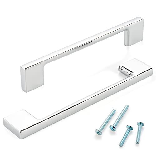 Askano Pack Of 10, 5 Inch, Polished Chrome Wide Foot Kitchen Cabinet Pull Handle Zp2205 | Solid Hardware For Drawer, Dresser, Bathroom, Vanity, Furniture Door, Cupboard, Hole Centers: 5" #TOP1