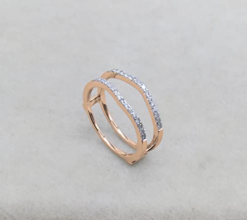 Dazzlingrock Collection 0.18 Cttw Round White Diamond Wedding Enhancer Guard Ring for Women in 14K Solid Rose Gold4