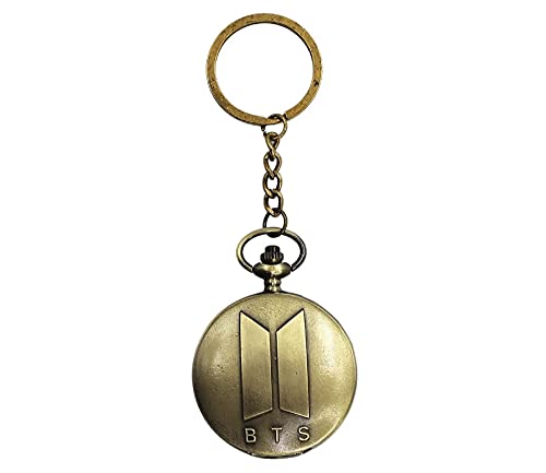 Image of AUGEN Premium Pocket Watch Metal Keychain BTS-1 Retro Vintage for Gifting With Key Ring Anti-Rust (Pack Of 1)