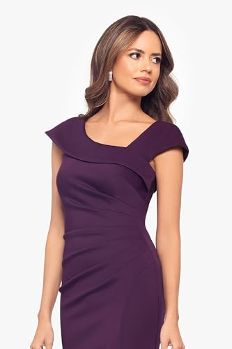 Image of Xscape Women's Xscape Women's Stretch Crepe Sweetheart Neck Off the Shoulder Ruffle High-Low Dress
