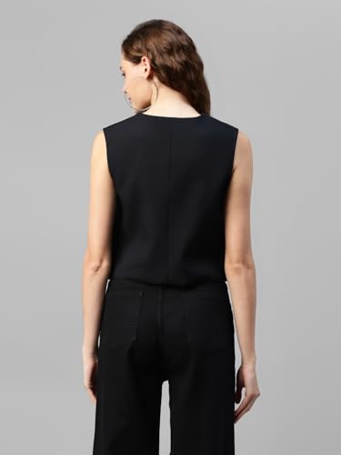 Image of DEEBACO Women's Solid Rayon Waistcoat for Women V-Neck Button Closure Sleeveless Waist Coat With Two Pockets Party Casual Wear Ladies Nehru Jacket (Multicolor)