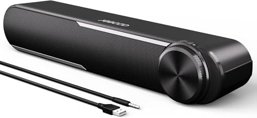 Jeecoo A30 PC Lautsprecher,Computer Lautsprecher für Pc,USB Powere PC Soundbar Schwarz, Lautsprecher Boxen für Pc, Laptop,Monitor,Ipad,Tablets,Smartphone (USB+3.5mm