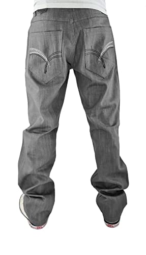 Men's Urban Designer Loose Fit Denim Jeans with Stylish Back Pockets, Grey4