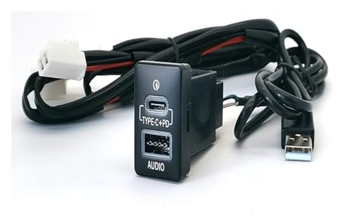 CMJAHU Compatible con Toyota Camry 50, Prius, Corolla, Land Cruiser, Prado, RAV4 y Auris (2007-2018). Adaptador de Entrada de Carga rápida con Puerto USB y Toma de Audio for Coche.