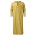 Kaftan for Men Casual Fashion Muslim V Neck Short Sleeve Robe Side Split Thobe with Pockets Casual Ethnic Clothes