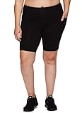 RBX Active Women's Plus Size Fashion Athletic 9-Inch Inseam High Waist Workout Cotton Spandex Bike Short with Pockets Black 2X