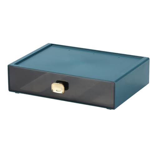 Spacious Desk Drawers, Stackable Desktop Organizer, Plastic Storage Box for Office, School & Home Supplies (1 Large Drawer, Blue)