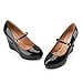 Perisis Mary Jane Shoes for Women Round Toe Platform Wedge Pumps Ankle Strap Buckle Black Wedges Heels Casual Uniform Work Shoes 4 Inch(Black Patent,11)
