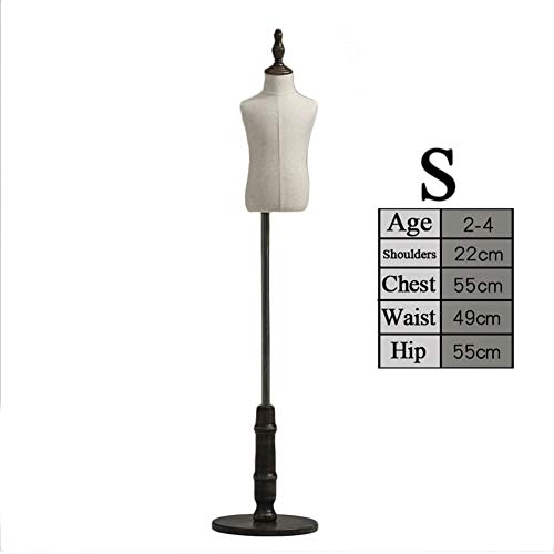 HAIPENG-mannequins Buste De Couture Enfant des Gamins Forme De Robe Corps avec Grand Rond Base pour Vêtements Robe Bijoux Afficher 2-8 Ans Unisexeme (Color : Beige, Size : S) Cover