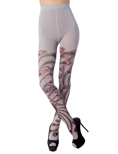 iB-iP Women's Stocking Peacock Tail Print Charming Sheers Seam Tights Pantyhose2