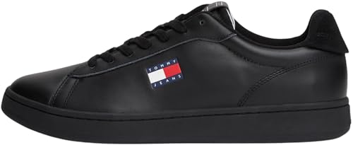 Tommy Jeans Baskets Cuvette Homme Archive '98 en Cuir, Noir (Black), 43