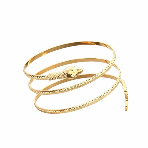 Aissmmeio Snake Arm Cuff Minimalist Metal Armband for Women Swirl Bracelets and Upper Arm Cuff Bracelets Sparkle Halloween Costume Accessory for Cosplay Party 1 Piece - Gold