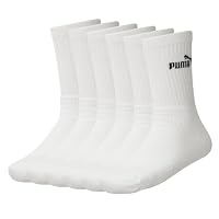 PUMA Unisex Sport Socks 6P, White, US 7-9