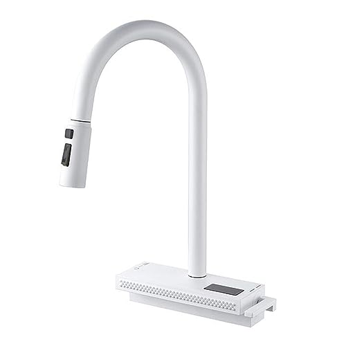 Robinet cuisine extensible blanc en laiton pour éviter les brûlures