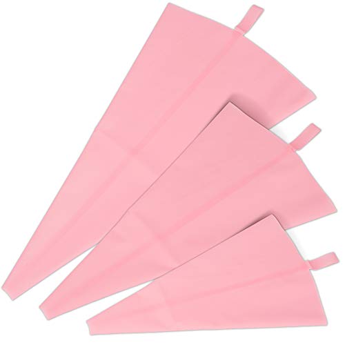 MoNiRo 3er Set Profi Spritzbeutel in rosa - Wiederverwendbare Silikon Spritzbeutel - Spritztüten zum Backen - Kuchen - Torten Zubehör - perfekt für Ihr Spritztüllen Set - Cupcakes verzieren