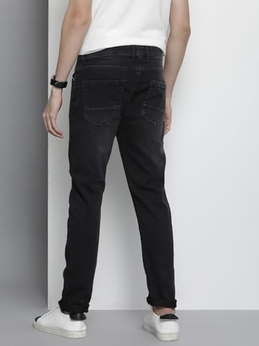 Image of The Indian Garage Co Men Slim Fit Solid Mid-Rise Stretchable Jeans
