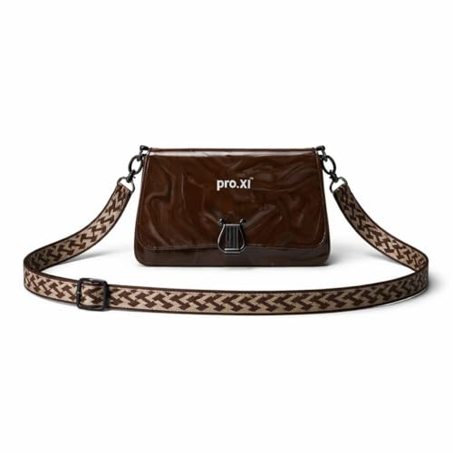Sac à bandoulière en cuir végétalien Pro.XI compact avec rabat magnétique et poche zippée