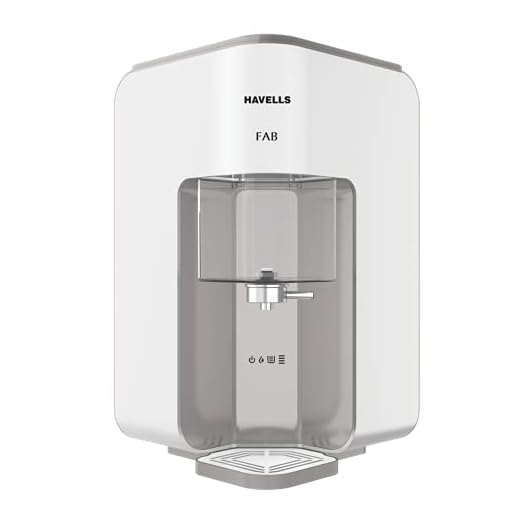 Havells Fab Water Purifier (White & Grey), RO+UV, Filter alert, Patented corner mounting, Copper+Zinc+pH Balance+Minerals, 7 stage Purification, 7L, Suitable for Borwell, Tanker & Municipal Water