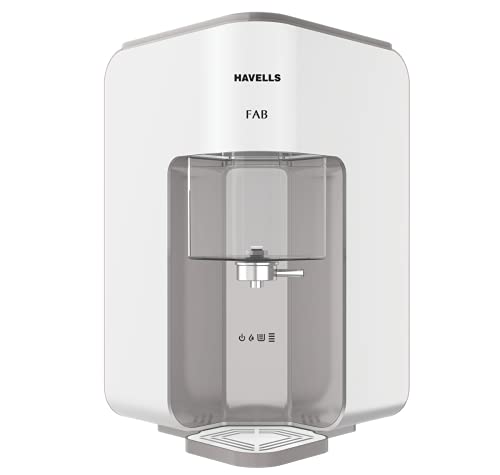 Image of Havells FAB Water Purifier with UV+Revitalizer Purification technology, Powerful 4 stage Purification, Smart Alerts with Auto -energy Saver, (Grey and White), suitable for TDS <300 ppm water