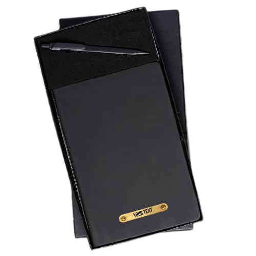 Image of 2 in 1 Personalized Office Gift Set of Pen and Notebook Diary with Your Name Engraved, A gift for all Corporate and Personal Occasions (Black)