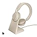 Produktbild Jabra Evolve2 65 Wireless PC Headset mit Ladestation  Noise Cancelling Microsoft Teams Zertifizierte Stereo Kopfhörer mit langer Akkulaufzeit  USB-C Bluetooth Adapter  Beige