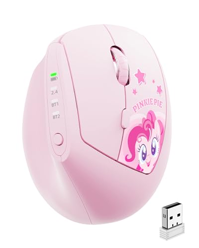Image of My Little Pony Ergonomic Vertical Mouse, VM01 Dual-Mode (2.4GHz /Bluetooth) Wireless Silent Mouse with LED Battery Indicator, 6 Buttons Silent Clicking Mouse for Wrist Comfort, PC, Laptop, Mac (Pink)
