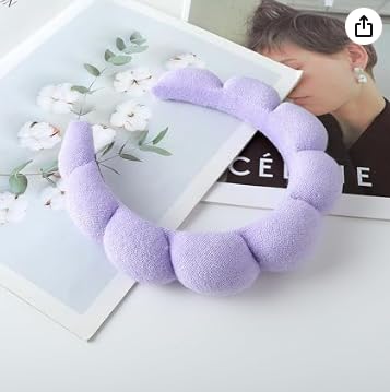 Purple Spa Headband for Washing Face Makeup Headband - Image 3