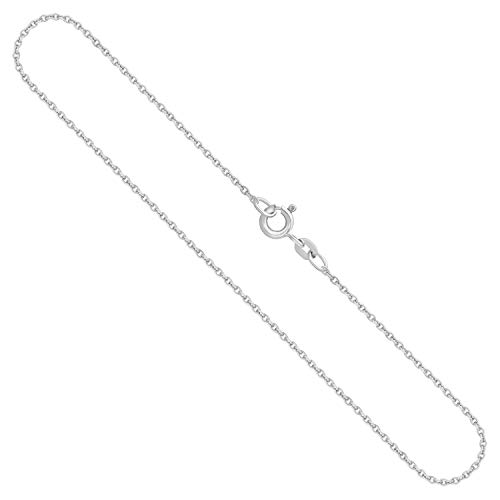 EDELIND Chaîne d'Ancre ronde en Or Blanc 333/1000, 36 cm,1,5 mm avec Fermoir à ressort - Cadeau original pour Femme